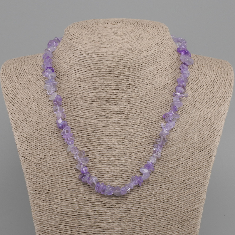 Amethyst Chip Necklace, 6-10x3-8mm chips, length 45cm + 5cm extender chain