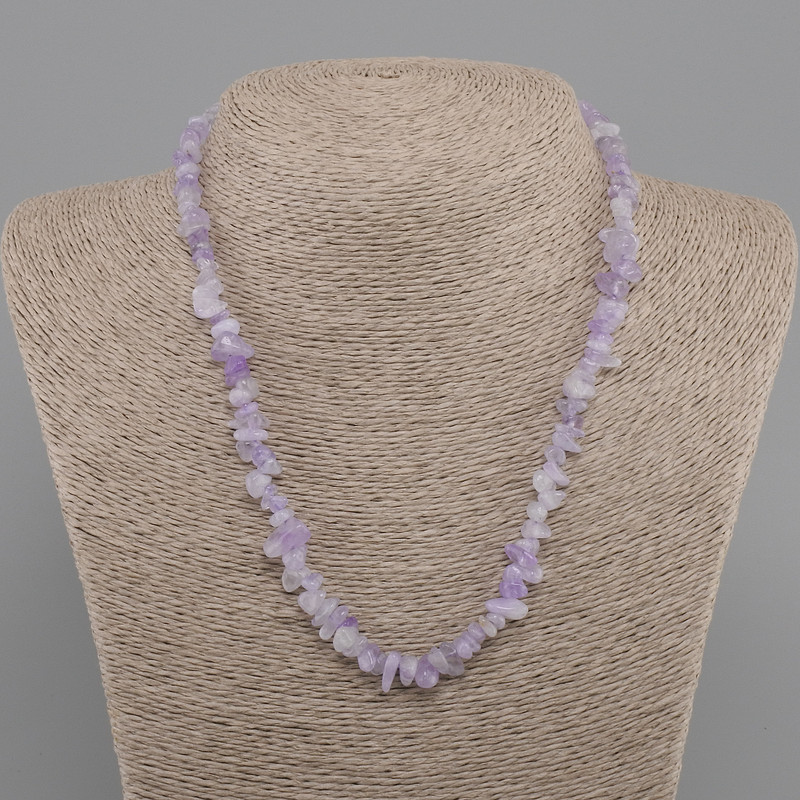 Amethyst chip bead necklace, diameter 6-12×3-8mm +-, length 45cm +5cm extender chain