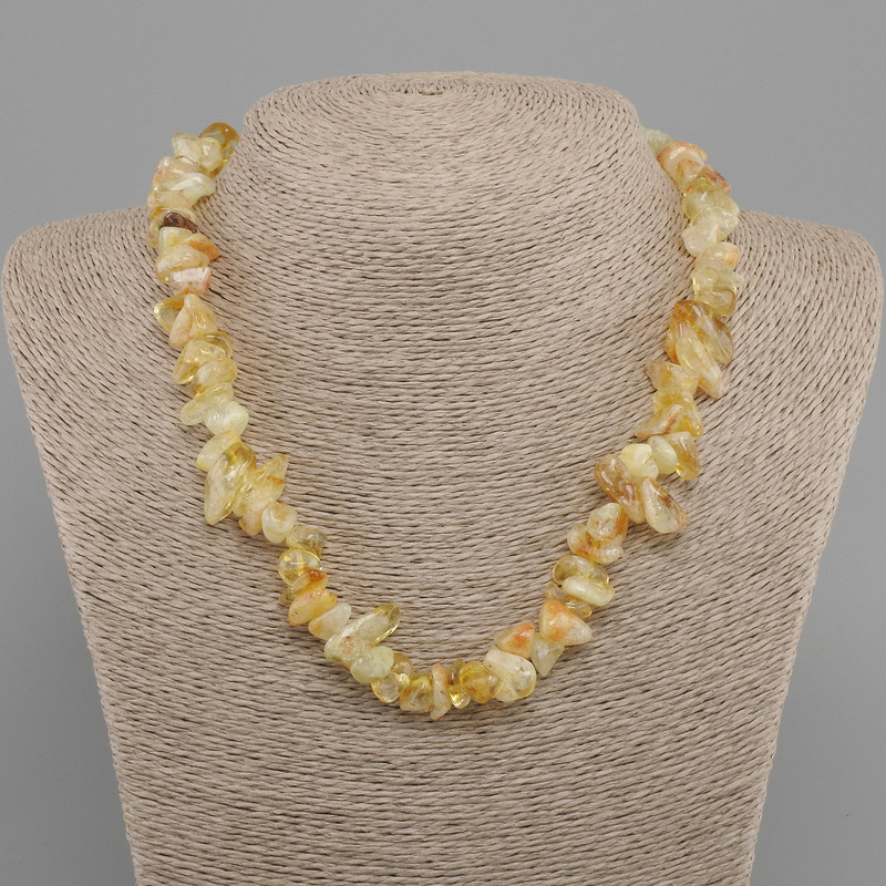Citrine Chunk Necklace, 9–20×5–10mm beads, length 45cm + 5cm extender chain