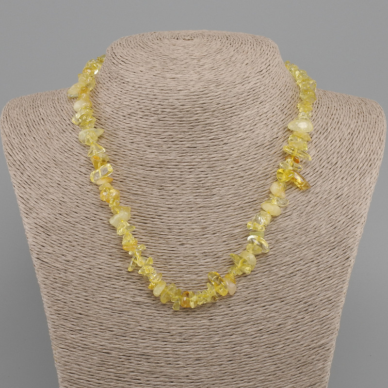 Citrine Chip Necklace, 6-15×3-7 mm, length 45 cm + 5 cm extender chain
