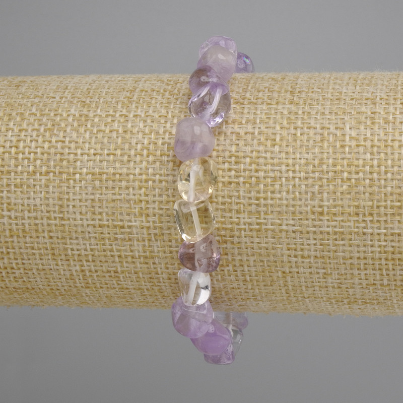 Amethyst faceted bracelet, 7.5-9.8-9mm diameters, length 18cm, stretch