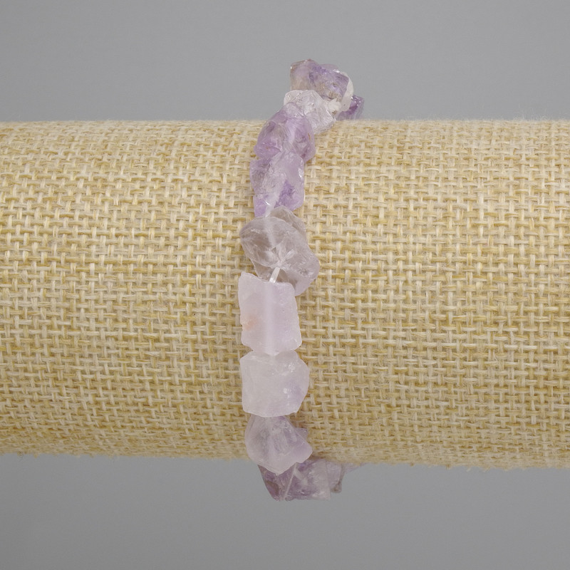 Bracelet Amethyst natural rough stones, diameter 6-10×8-13mm +-, length 18cm + - stretch