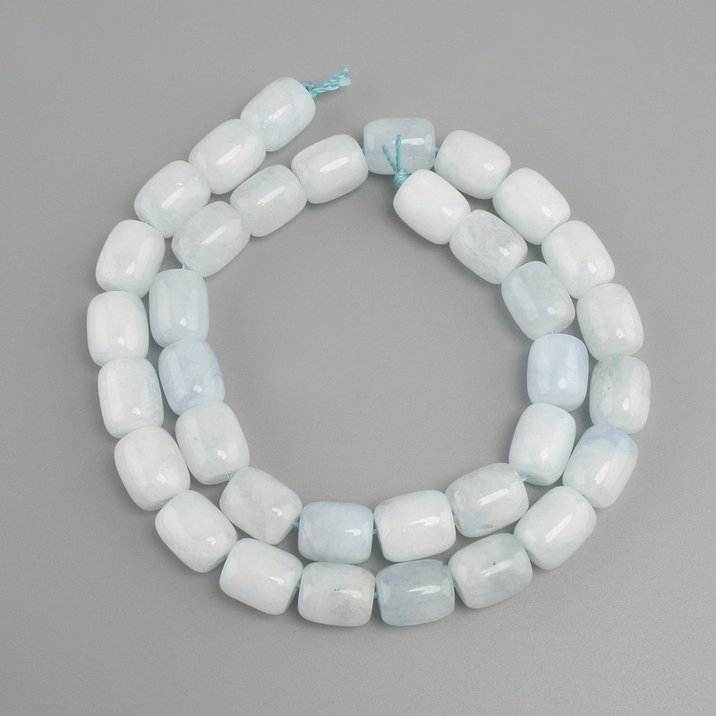 Aquamarine Barrel Beads, diameter 10, 5-11×9mm+-, thread length 38cm+