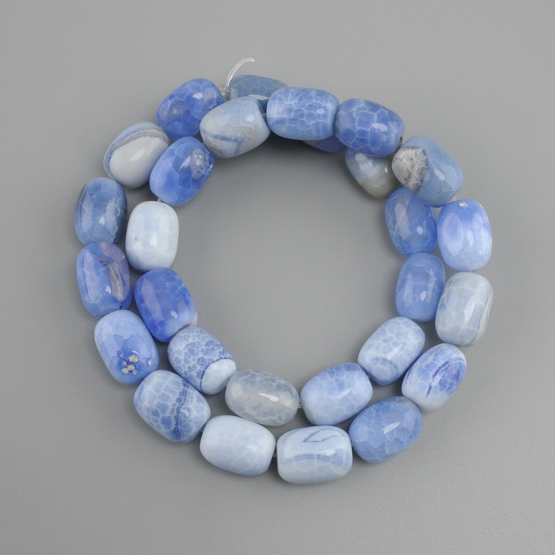 Agate Barilo Beads, 14x10mm, on Thread, 38 cm length