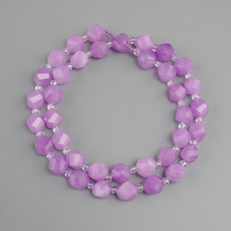 Lavender Amethyst Faceted Diamond Beads, 8x7mm dia. +/- beads 3mm+-, 37cm+ length