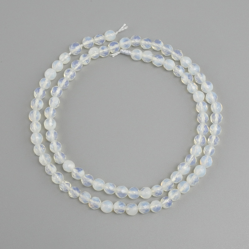 Moonstone Opal Beads Faceted Sphere 4mm Diameter, Thread 37cm
