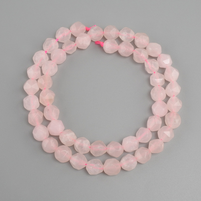 Pink Quartz Beads Faceted, 8x7mm, 38cm long