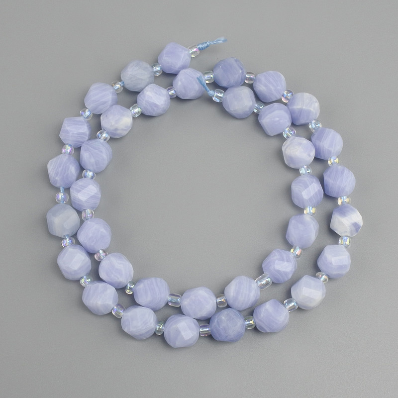 Agate Faceted Diamond Beads, 8x7.5 mm, 5 mm+- beads 3 mm+-, 36 cm+ length