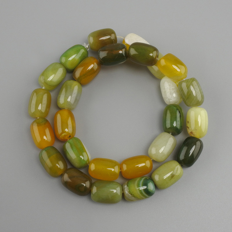 Agate Barrel Beads, diameter 14×10mm, length 39cm on thread