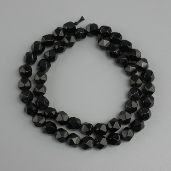 Beads Black Onyx Faceted, 7x7mm, length 36cm