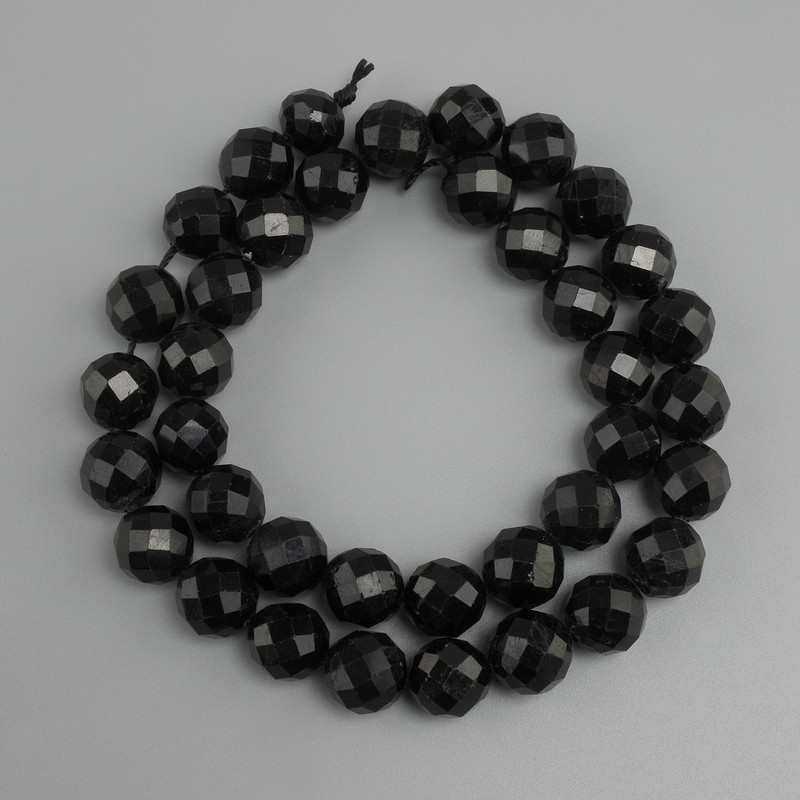 Tourmaline Beads, Faceted Round Bead, 10mm Ø, 38cm Length