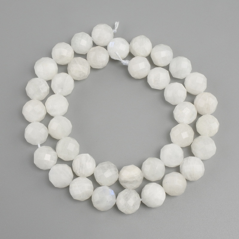 Adularia Beads faceted round bead 10mm diameter, thread length 38cm