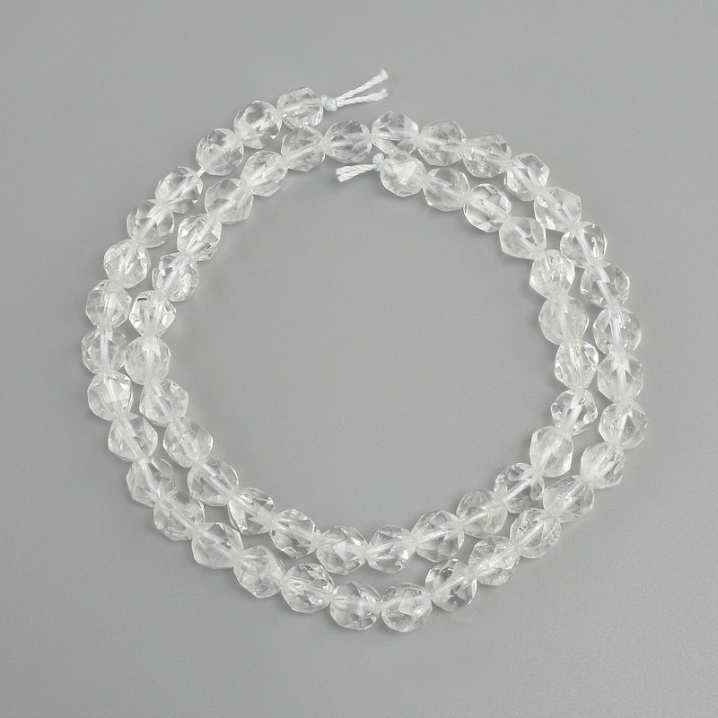 Mountain Crystal Beads, Multifaceted, diameter 6-6.5mm, length 37cm