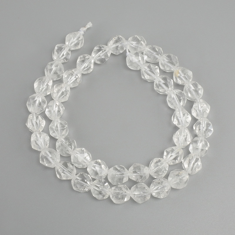 Mountain Crystal Beads multi-faceted, 8.5x8mm+-, thread length 37cm+-