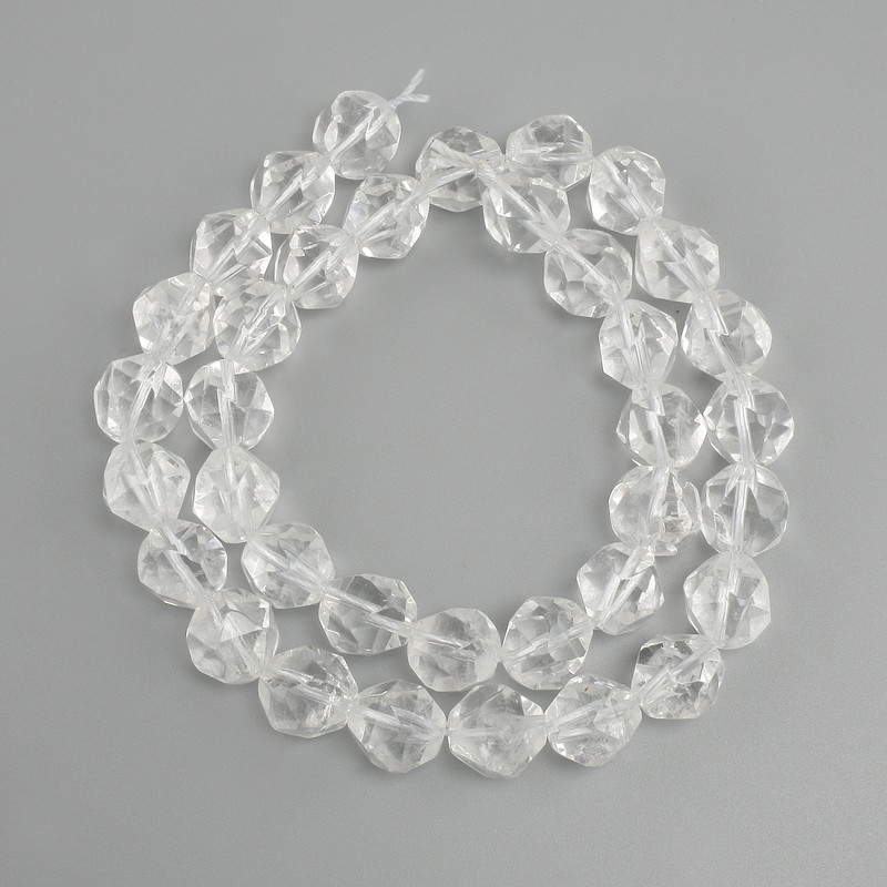 Mountain Crystal Beads Multifaceted 10x9mm, length 36cm