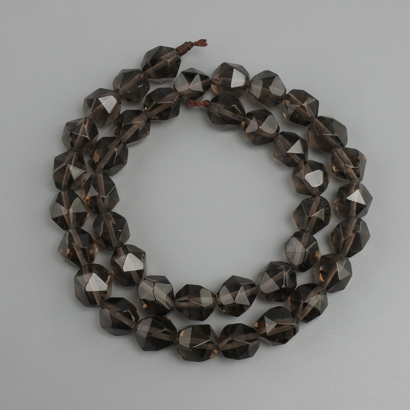Smoky Topaz Beads, faceted, 10x9mm, length 37cm