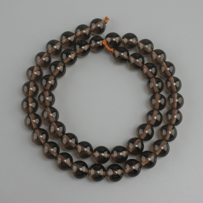 Smoky Topaz Beads smooth round 8.5mm, thread 38cm