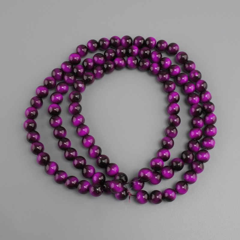 Beads Pink Pink Tiger's Eye (piece) smooth round bead, diameter 8mm±, length 80cm± on fishing line