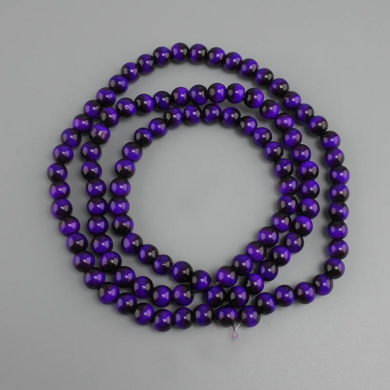 Purple Tiger's Eye Beads (individual) smooth round beads, 8mm diameter ±, length 80cm ± on fishing line
