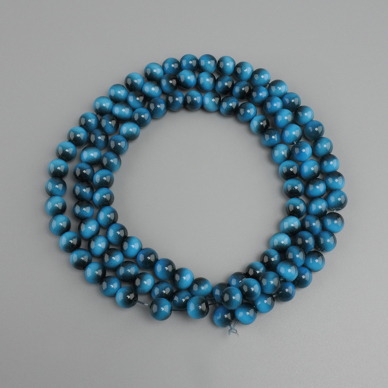 Azurite Tiger's Eye Beads (piece) smooth round beads, diameter 8mm±, length 80cm± on fishing line