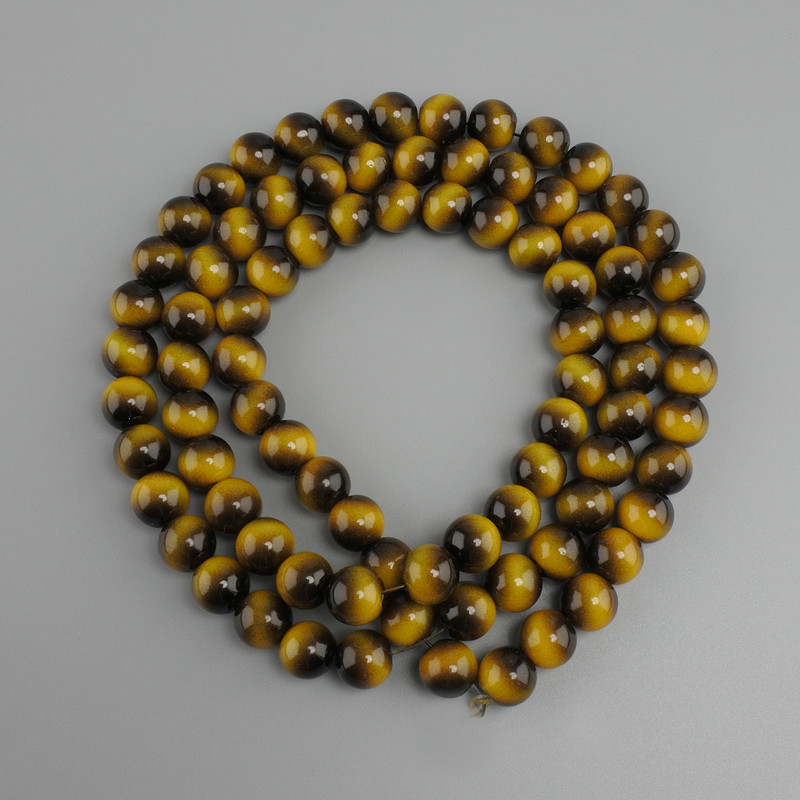 Tiger's Eye Beads (individual) smooth sphere, diameter 10mm±, length 80cm± on monofilament