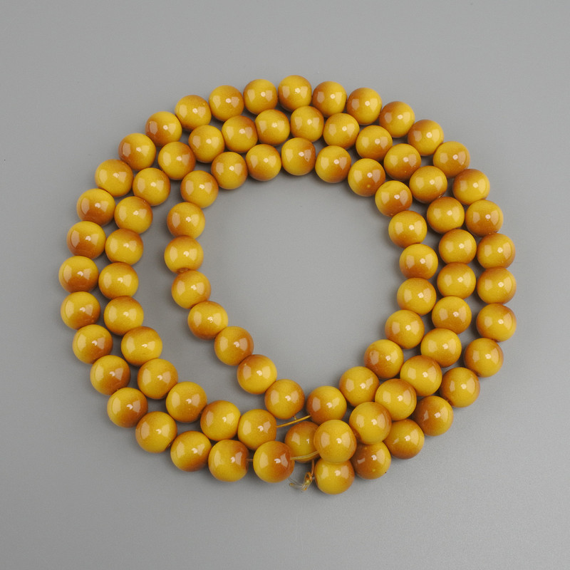Beads Yellow Tiger's Eye 10mm Smooth Round, 80cm+- on Thread