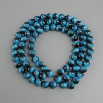 Azure beads Tiger's Eye 10mm smooth round beads on thread 80cm+- length