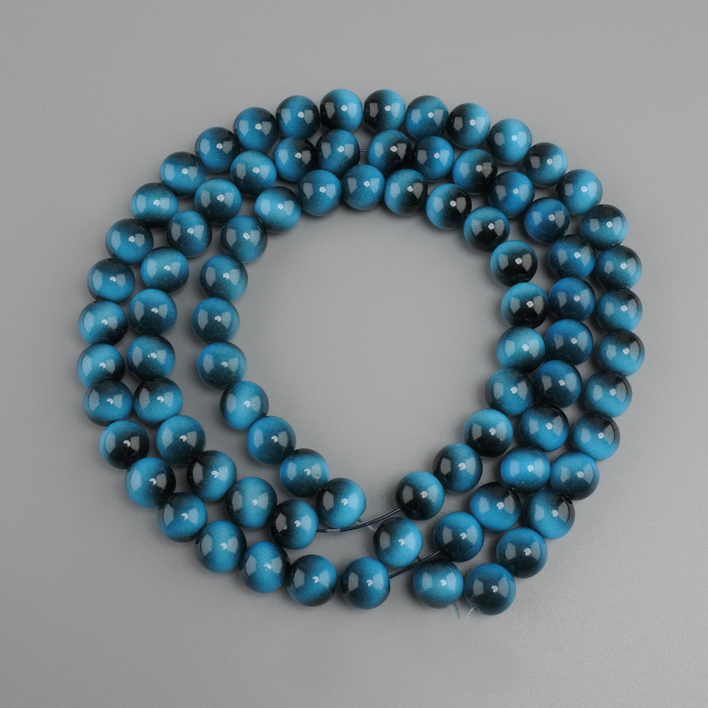 Azure beads Tiger's Eye 10mm smooth round beads on thread 80cm+- length