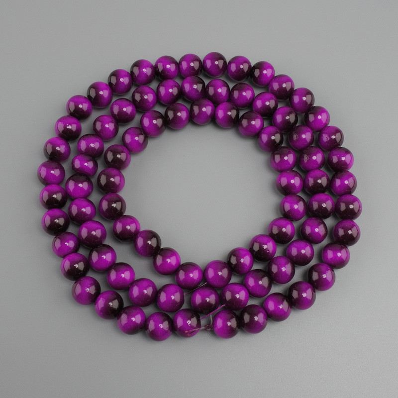 Pink Tiger's Eye Beads (each) Smooth Round Bead, 10mm diameter, 80cm length, on fishing line