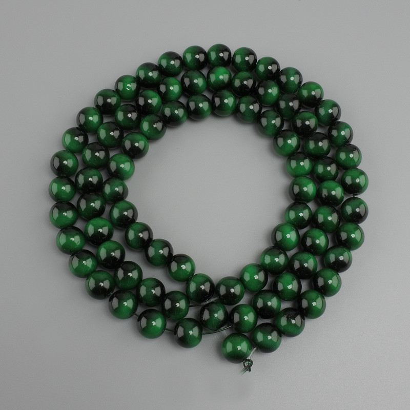 Green Tiger's Eye Beads (per piece) smooth sphere, diameter 10mm±, length 80cm± on a monofilament