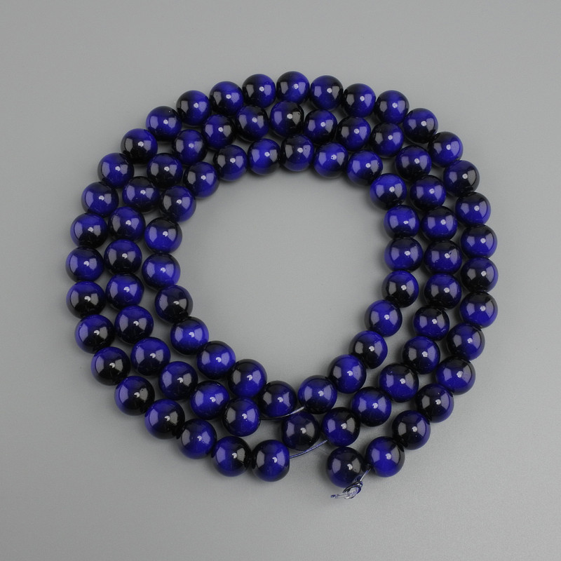 Blue Tiger's Eye Beads (unit) Smooth Sphere 10mm diameter ±, String length 80cm ±