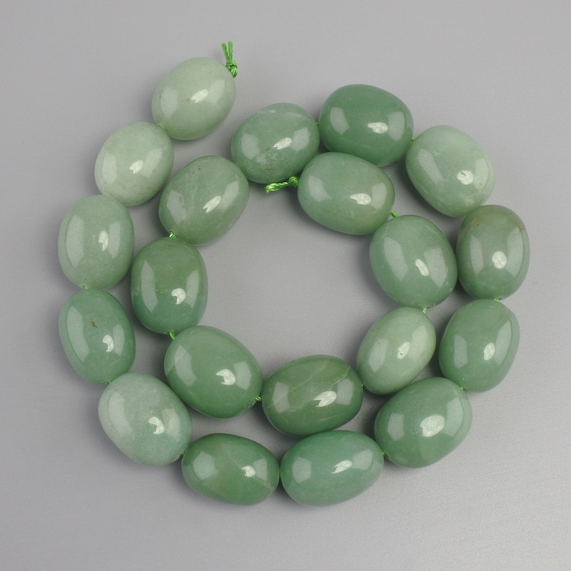 Nephrite Jade Tumbled Oval Beads, 19-20×15-16 mm, with 39 mm+ length