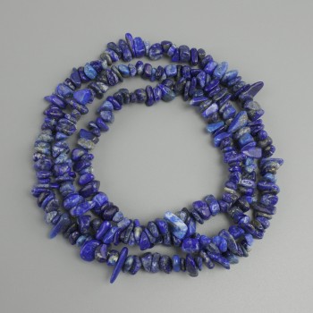 Lapis Lazuli Bead Chip, 7-12×1.5-4.5mm diameter, 76mm length on thread