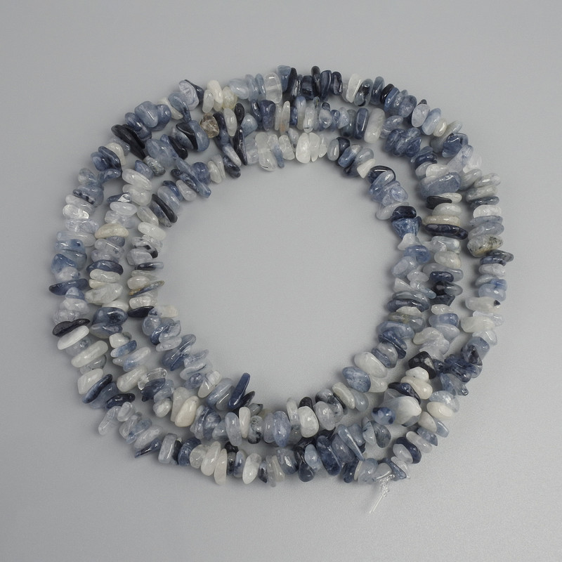Rutilated Quartz Hairy Quartz Chip Beads, 6–10×2–4mm diameter, 78mm length on fishing line