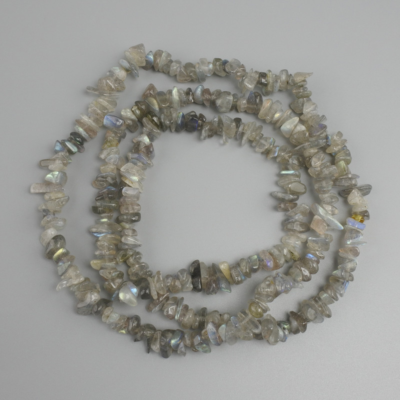 Labradorite Beads chip, 6-11×3-6mm diameter, 78mm length on a thread