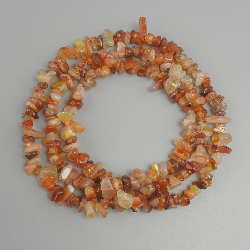 Carnelian Chip Beads, 6-14×4-6 mm, 5 mm+-, 78 mm+ length on thread