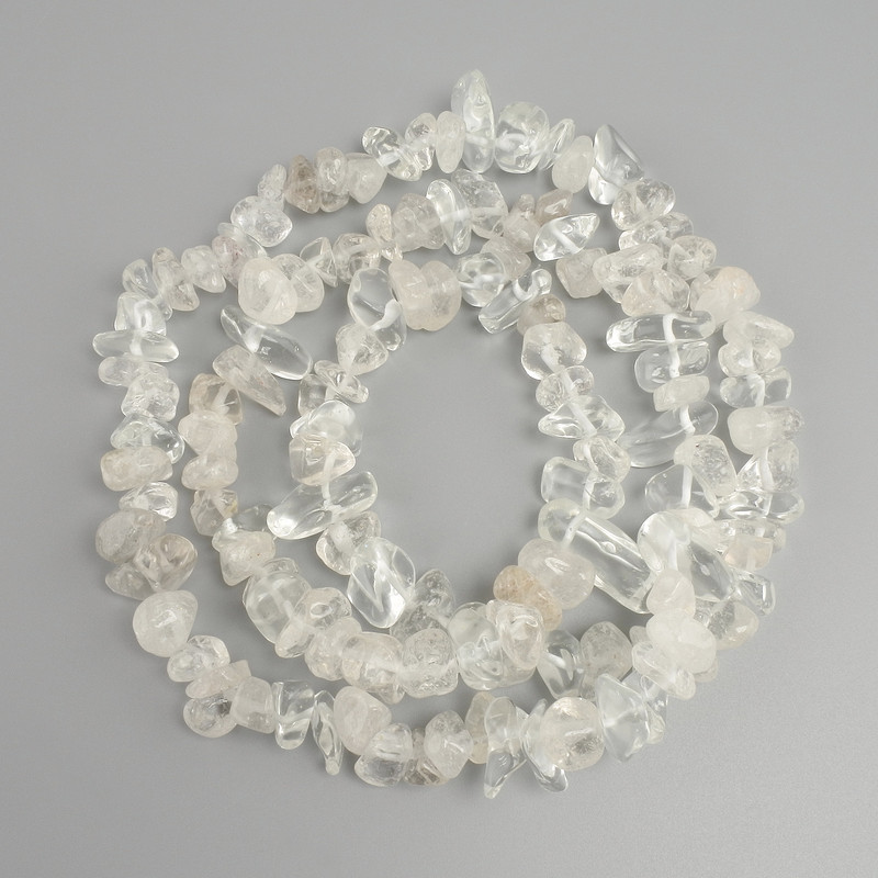 Beads Mountain Crystal Shard, diameter 10-21×3-12mm+-, length 78cm+- on thread