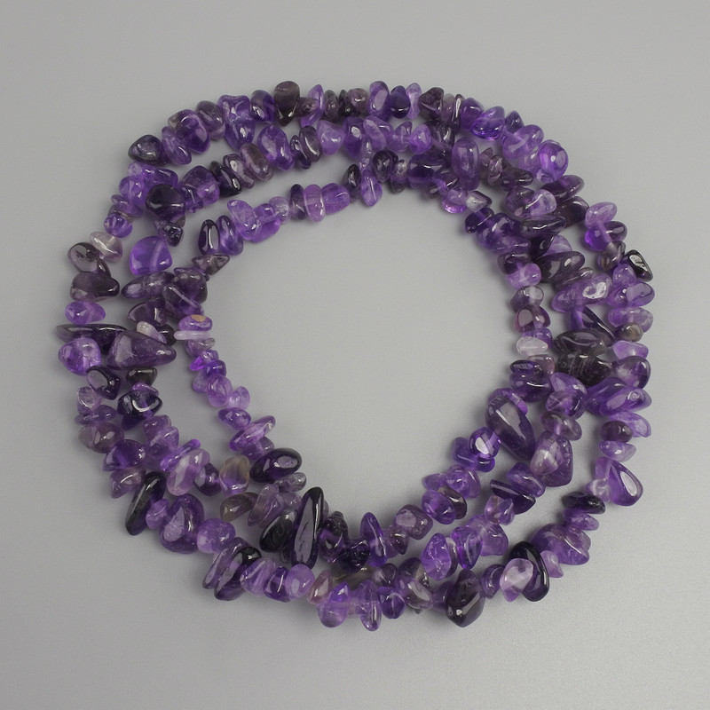 Amethyst Beads Shard Chip, diameter 7-14×2-7, 5mm±, length 80cm± on thread