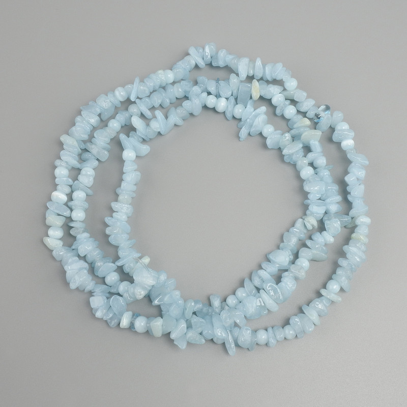 Aquamarine Pearls Grains, grain shape, diameter 4-9×2-4mm, length 76cm ± on a fishing line