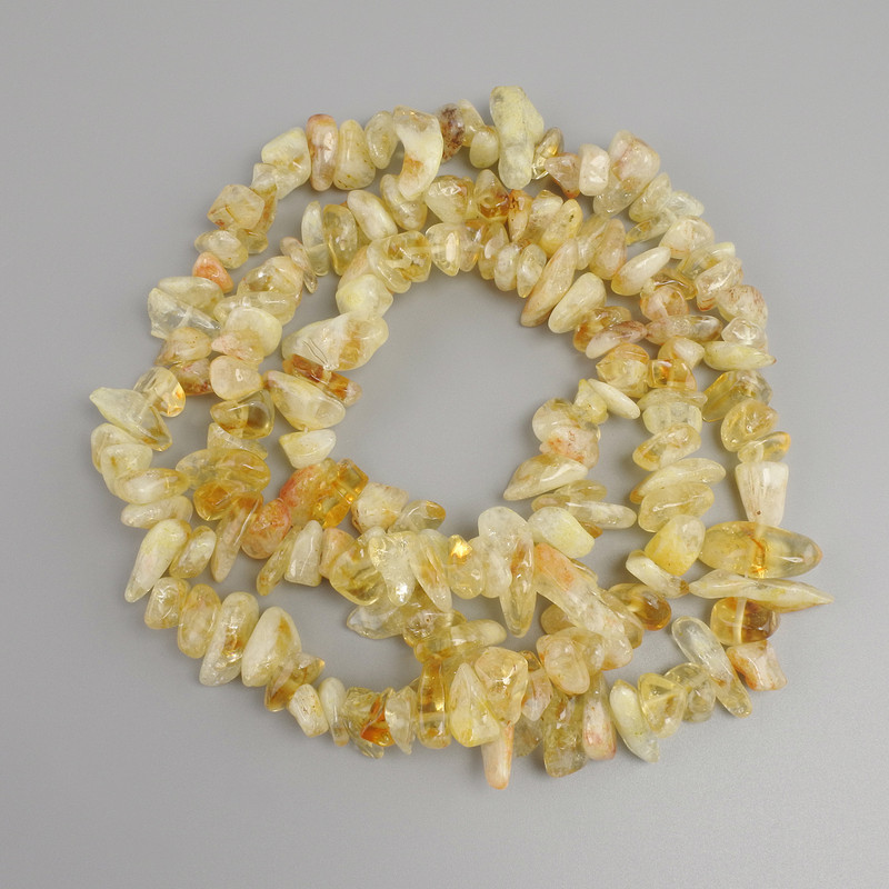 Citrine Beads Chunk, diameter 10-19×3-9mm, length 76cm on a thread