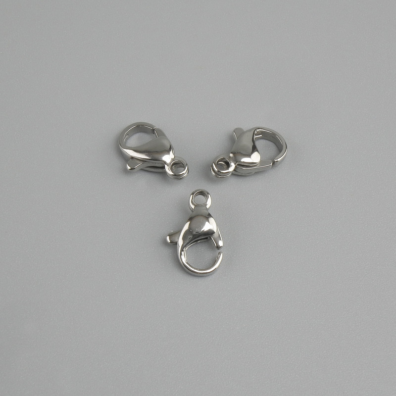 Crimp lobster clasp, silver-tone, 10×5mm