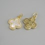 Price per 1 piece. Pendant Mother-of-Pearl in golden metal, diameter 16x14mm±, length 19mm±