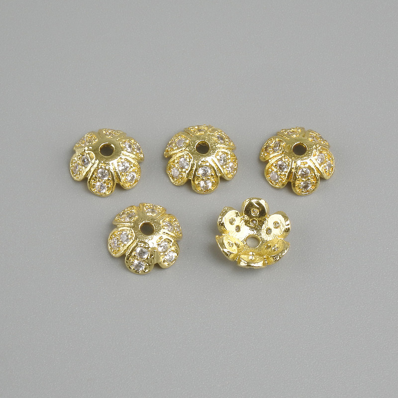 Price per 1 piece. Findings end cap, diameter 7.5×1.5mm ± hole diameter 1.1mm, gold-tone metal