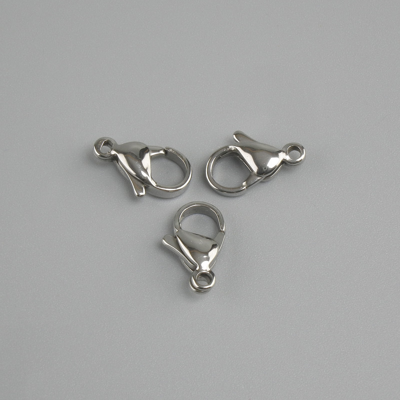 Price per 1 pc. Lobster clasp, 12x6mm diameter, metal colour: silvery