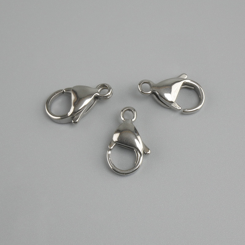 Price per 1 pc. Lobster clasp, 15x8mm diameter, metal colour silvery