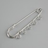 Brooch base pin 50×12mm± silvered metal