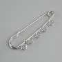 Brooch base pin 50×12mm± silvered metal