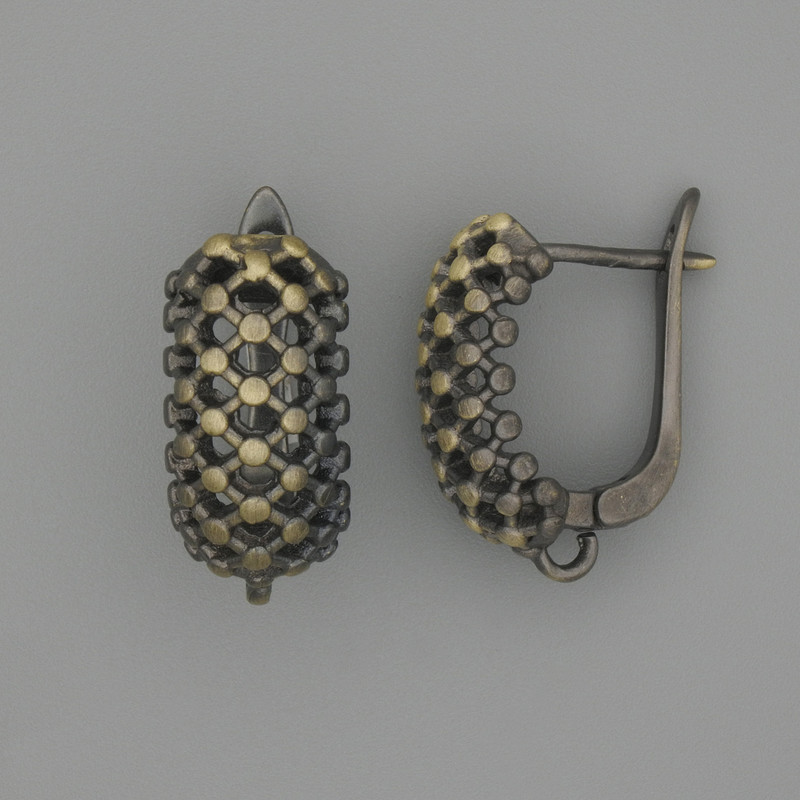Earring posts, bronze colour, 18×8 mm, per pair