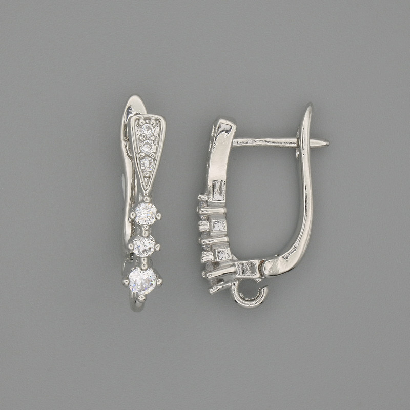 Earrings posts in silvery metal 18×3.5 mm ± pair