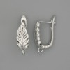 Earrings posts, silver-tone metal 17×6mm, pair